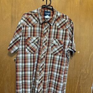 Vintage Wrangler Western Pearl Snap Shirt XL Tall/Long Plaid Short Sleeve